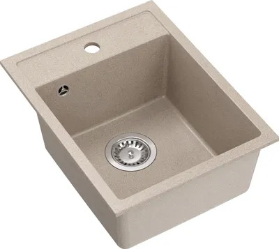 Produktbild von QUADRON Spülbecken 1-Becken Spüle | Größe: 50 x 39 x 20,5 cm | JOHNNY 90 | Küchenspüle Granitspüle aus GraniteQ mit Siphon | Beige & Stahl