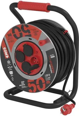 Obrázok produktu pre EMOS gumovo-neoprénový predlžovací kábel, kovový bubon - 4z, 50m, 1,5mm2
