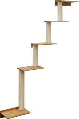 Imagen del producto de Árbol para gatos de 179 cm con 5 plataformas, ideal para fijar en la pared. Fabricado en sisal