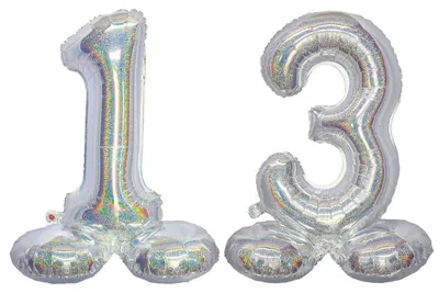 Produktbild von Stehender XL Folienballon Zahl 13 silber holografisch 72 cm 13. Geburtstag