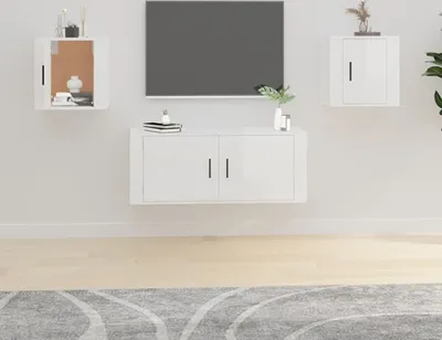 Image de 2025 cloris Armoires TV murales 2 pcs. Blanc brillant 40x34,5x40 cm - Armoires TV Sale3081289 1parcel