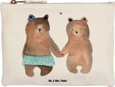 Produktbild von Mr. & Mrs. Panda kosmetiktäschchen Bär Freundin Größe M - Weiß - Geschenk, Make-Up Tasche, Teddy, pencil case, Kulturtasche, Kosmetiktasche, aufbewahrungsbeutel