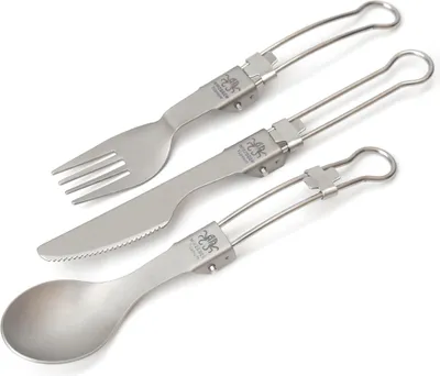 Produktbild von Outdoor Camping Geschirr Ti Klappl?ffel Gabel und Messer Set fš¹r Camping Wandern