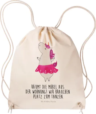 Produktbild von Mr. & Mrs. Panda Jutebeutel Einhorn Ballerina - Transparent - Geschenk, Einhörner, Baumwollbeutel, Unicorn, Wohnung, Sportbeutel, sporttasche klein, gymnastiktasche