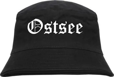 Produktbild von Ostsee Fischerhut - Altdeutsch - bedruckt - Bucket Hat Anglerhut Hut Schwarz L/XL