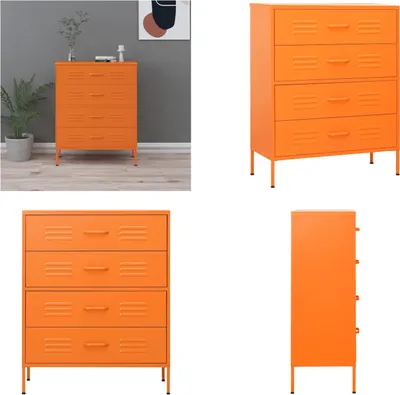 Image de vidaXL Commode orange 80x35x101,5 cm Acier - Commodes - Commodes à tiroirs - Armoires à tiroirs