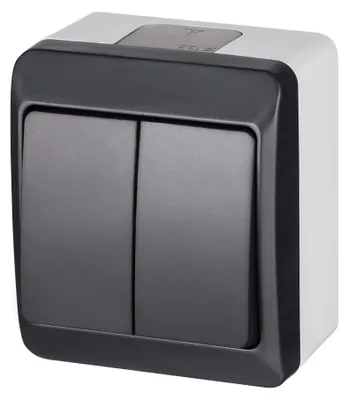 Image de Interrupteur double apparent / Interrupteur de série IP44 Anthracite HERMES