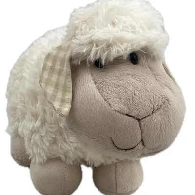 Produktbild von Plüschtier Schaf 26 cm Beige – Weiches Stofftier mit grünen und braunen Ohren, Kuscheltier für Kinder