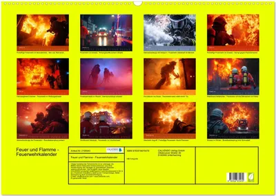 Produktbild von Feuer und Flamme - Feuerwehrkalender (Wandkalender 2026 DIN A2 quer), CALVENDO Monatskalender