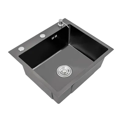 Obrázok produktu pre Kuchynský drez, elegantná matná čierna, odolná nehrdzavejúca oceľ, čierna