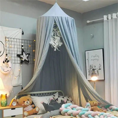 Produktbild von Betthimmel Moskitonetz für Kinder, rund, hellblau, Polyester, für Schlafzimmer