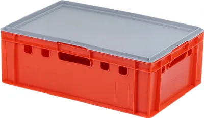 Produktbild von E2 Kisten mit grauem Deckel 600 x 400 x 200 mm Farbe: rot
