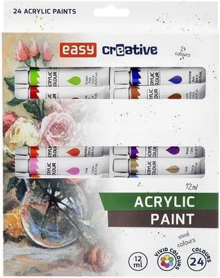 Zdjęcie produktu dla Easy Stationery Farby akrylowe 12 ml 24 kolory