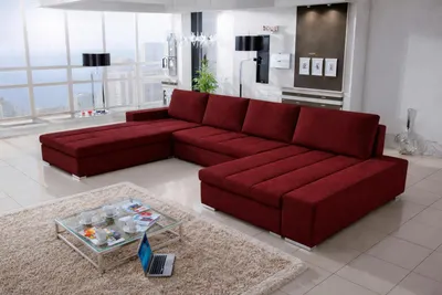 Produktbild von Wohnlandschaft Ecksofa VERONA-LINE U – Großzügige Couchgarnitur in U-Form mit Schlaffunktion, Bettkasten und hochwertiger Wellenfederung