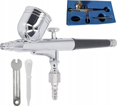 Obrázek produktu pro Rosfix Airbrush Stříkací Pistole v Pouzdře – Tryska 0,2 mm | Kovová Nádobka 7 ml | Pro Modelářství, Airbrush Umění a Retušování
