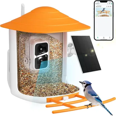 Produktbild von Smart Vogelhaus Kamera Solar, 1080P HD Video, 160° Weitwinkel, Zwei-Wege-Ton, 5200 mAh Akku, IP65 Wetterfest, Futterspender