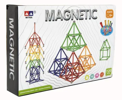 Immagine prodotto di Set di costruzioni magnetiche 120 pezzi in plastica/metallo in scatola 28x19x5cm