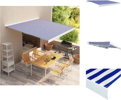 Produktbild von vidaXL Motorisierte Kassetten-Markise 350x250 cm Blau und Weiß -  Markisen