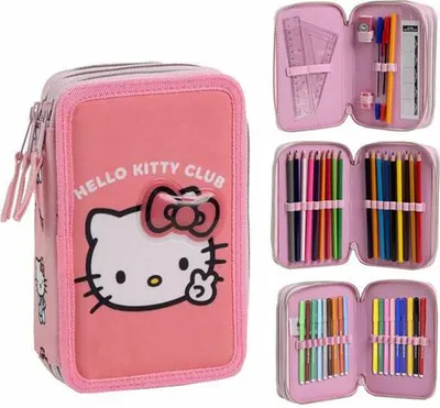 Immagine prodotto di Astuccio Hello Kitty pieno di matite - astuccio per la scuola e portamatite con accessori per bambini