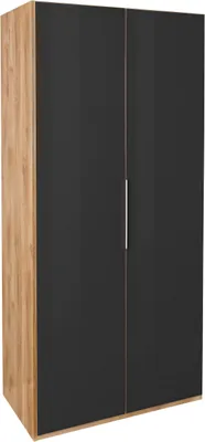 Productafbeelding van Kledingkast, slaapkamerkast, model Level, 100x58x216 cm, plankeneik, glasgrijs
