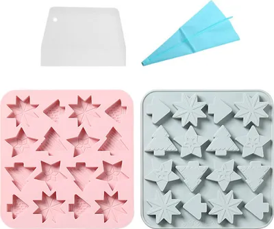 Produktbild von Schneeflocken-Silikonformen, 2 Stück, Schneeflocken-Weihnachtsbaum-Schokoladenform, Weihnachtsthema, Süßigkeitenformen, Silikon-Backformen Für Zuckerhandwerk, Süßigkeitenform, Cupcake-Topper