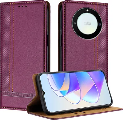 Produktbild von Handyhülle für Honor X9A/Magic5 Lite Leder Flip Klappbare Schutzhülle mit Standfunktion Lila