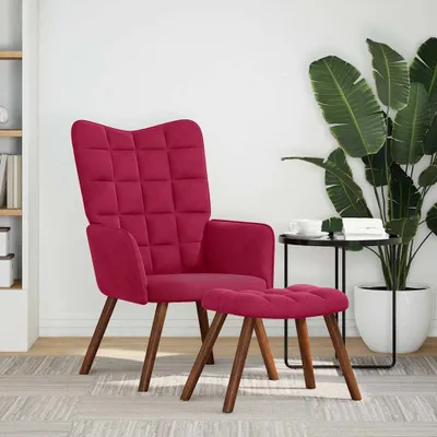 Produktbild von vidaXL Relaxsessel mit Hocker Weinrot Samt
