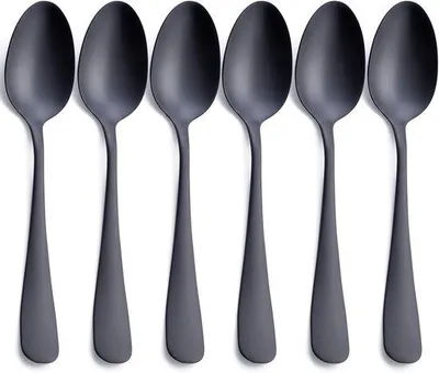 Immagine prodotto di Cucchiaio nero opaco RVS, set da 6 pezzi per 6 persone, lavabile in lavastoviglie