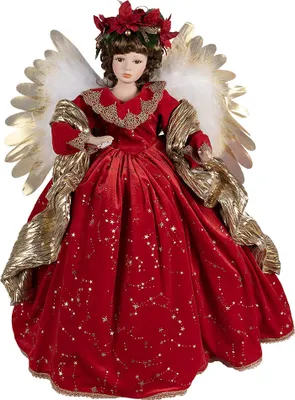 Produktbild von Clayre & Eef Weihnachtsdekorationsfigur Engel 65 cm Rot Kunststoff