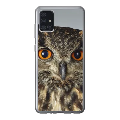 Produktbild von MuchoWow® Handyhülle Schutzhülle Hülle für Samsung Galaxy A52 5G Braune Eule mit hellblauem Hintergrund Silikon Softcase Handy Hülle - Umschlag