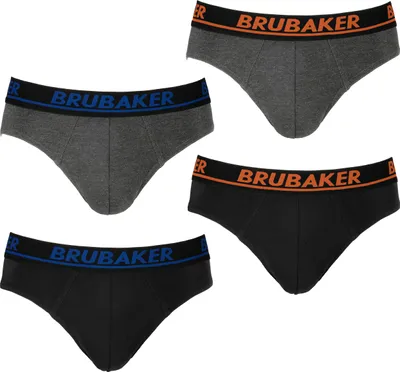 Image de Brubaker Hommes Slip Pack de 4 - Sous-vêtements confortables pour hommes avec taille élastique - Sous-vêtements stretch unis en coton et Élasthanne®