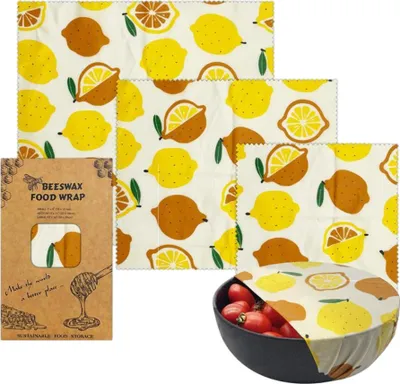 Image de 3 pièces Feuilles de cire d'abeille Pour aliments, Kit écologique réutilisable de feuilles de cire d'abeille pour aliments, papier de cire d'abeille (Design 6)