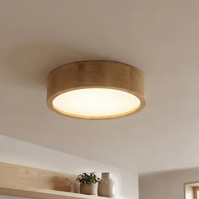 Obrázek produktu pro Stropní svítidlo kulaté E27 Ø 27 cm přírodní dřevo moderní stropní svítidlo