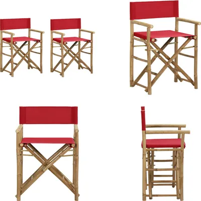 Produktbild von vidaXL Klappbare Regiestühle 2 Stk. Rot Bambus und Stoff - Regiestuhl - Regiestühle - Gartenstuhl - Gartenstühle