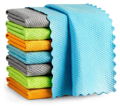Produktbild von Mikrofasertücher Reinigungstücher 8 Stück,Fenstertuch Streifenfrei Microfasertücher Microfasertuch Autopflege Putzlappen Küche,Fischschuppen Mikrofaser-Poliertuch 30X30 cm