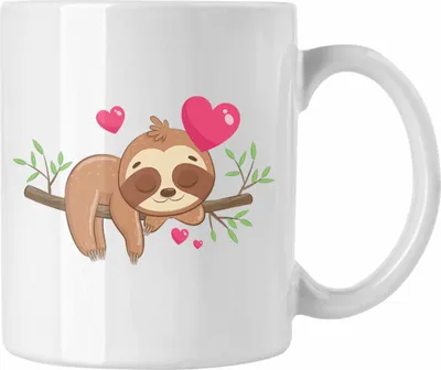Produktbild von Trendation - Süßes Faultier Tasse Grafik Geschenk für Freundin (Weiß)