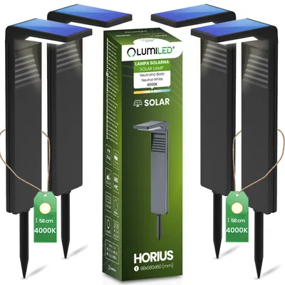 Obrázok produktu pre LUMILED 4 kusy solárnych svetiel vonkajšia záhrada IP44 odolné proti striekajúcej vode solárne cestné svetlá so zemným hrotom 4000K neutrálne biele solárne lampy cestné svetlá príjazdová cesta
