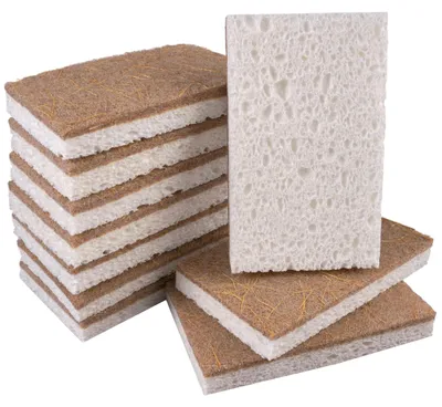 Natürliche Scheuerschwämme, 10 Stück, Sisal + Zellulose, 11,5×7×2 cm