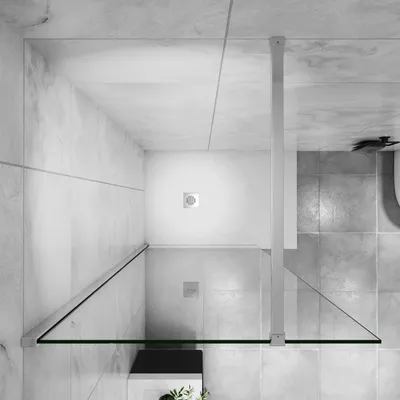 Produktbild von 76x185cm+N:90cm Stabilisator 6mm Nano Sicherheitsglas Walk in Duschwand Duschabtrennung Höhe 185cm