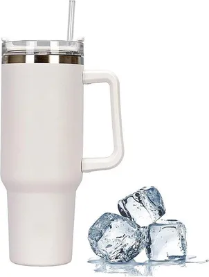 Produktbild von Famanu Reismok mit Deckel und Trinkhalm - 1182 ml, Edelstahl, weiß