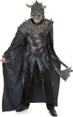Immagine prodotto di Scheletro guerriero maschera di Halloween in lattice teschio grigio-nero - Taglia unica