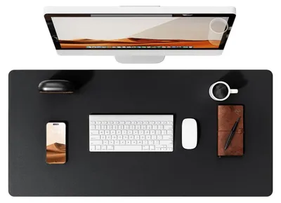 Produktbild von Schreibtischunterlage 100x43cm Schwarz Rutschfest Wasserdicht in Lederoptik