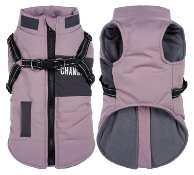 Produktbild von Hundejacke Winter warm winddicht mit Geschirr Lila XL