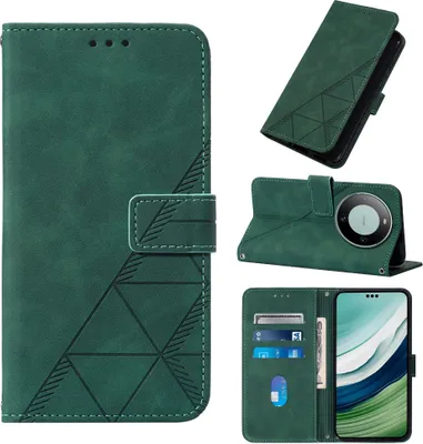 Produktbild von Hülle für Huawei Mate 60 Pro Prägung Flip Leder Kartenfächer Schutzhülle mit Ständer Grün