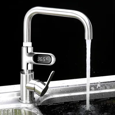 Image de Afficheur numérique LED de la température de la douche 0~100 °C Thermomètre de bain avec affichage en °C/°F et écran pivotant à 360° pour la maison, la cuisine et la salle de bains