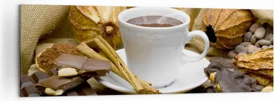 Produktbild von Bild auf Leinwand - Leinwandbild - Tasse Schokolade trinken Kakao - 160x50cm - Wand Bild - Wanddeko - Leinwanddruck - Bilder - Kunstdruck - Wanddekoration - Leinwand bilder - Wandkunst - AB160x50-2480