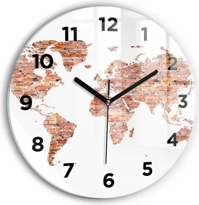 Produktbild von Wallfluent Wanduhr – Stilles Quarzuhrwerk - Uhr Dekoration Wohnzimmer Schlafzimmer Küche - Zifferblatt - schwarze Zeiger - 30 cm - Alte Ziegelsteinkarte