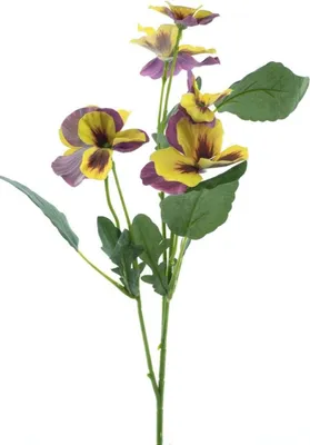 Produktbild von artplants.de Künstlicher Zweig Stiefmütterchen SIREL, gelb-violett, 65cm - Kunstblumen Zweig