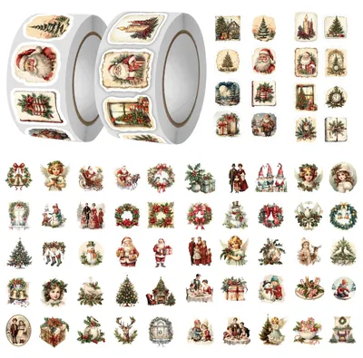 Weihnachts-Siegelaufkleber, 550 Stück, rund, selbstklebend
