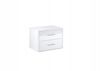 Produktbild von Nachttisch – 2 Schubladen – Weiß Hochglanz – Modern – Kommode für Schlafzimmer – 40×55×48 cm
